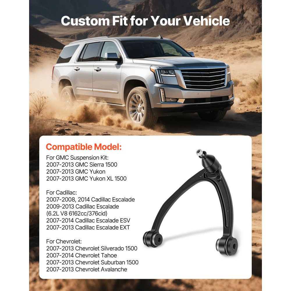 VEVOR Left Right Front Upper Control Arms Kit with Ball Joint, OEM Suspension Kit Compatible with 2007–2013 GMC, 2007–2014 Cadillac & Chevrolet (10PCS)