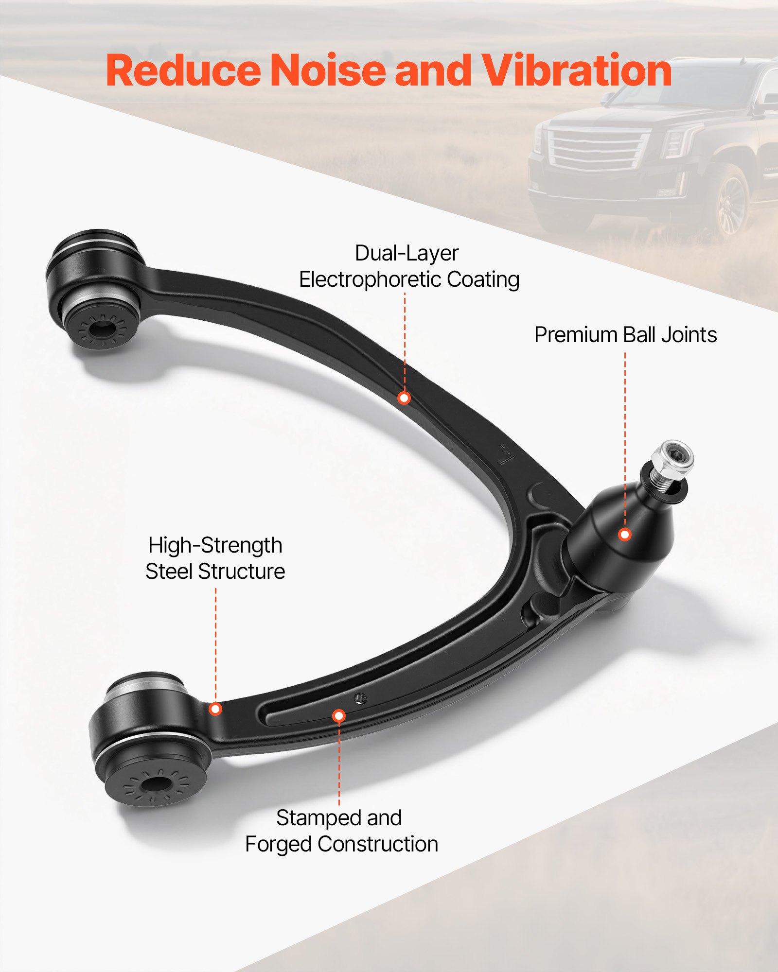 VEVOR Left Right Front Upper Control Arms Kit with Ball Joint, OEM Suspension Kit Compatible with 2007–2013 GMC, 2007–2014 Cadillac & Chevrolet (10PCS)