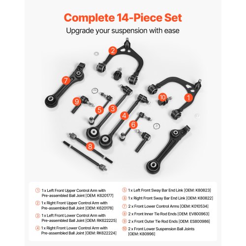 Myousho 14pcs Front Suspension Control Arm Ball Joint Stabilizer Link Tie Rod Kits For Mercedes Benz E Class W211 S211 C219 - AliExpress 34 | 14Pcs Suspension Kit Front Lower Control Arms Tie Rods Compatible | コントロールアーム | DJUQJVAR