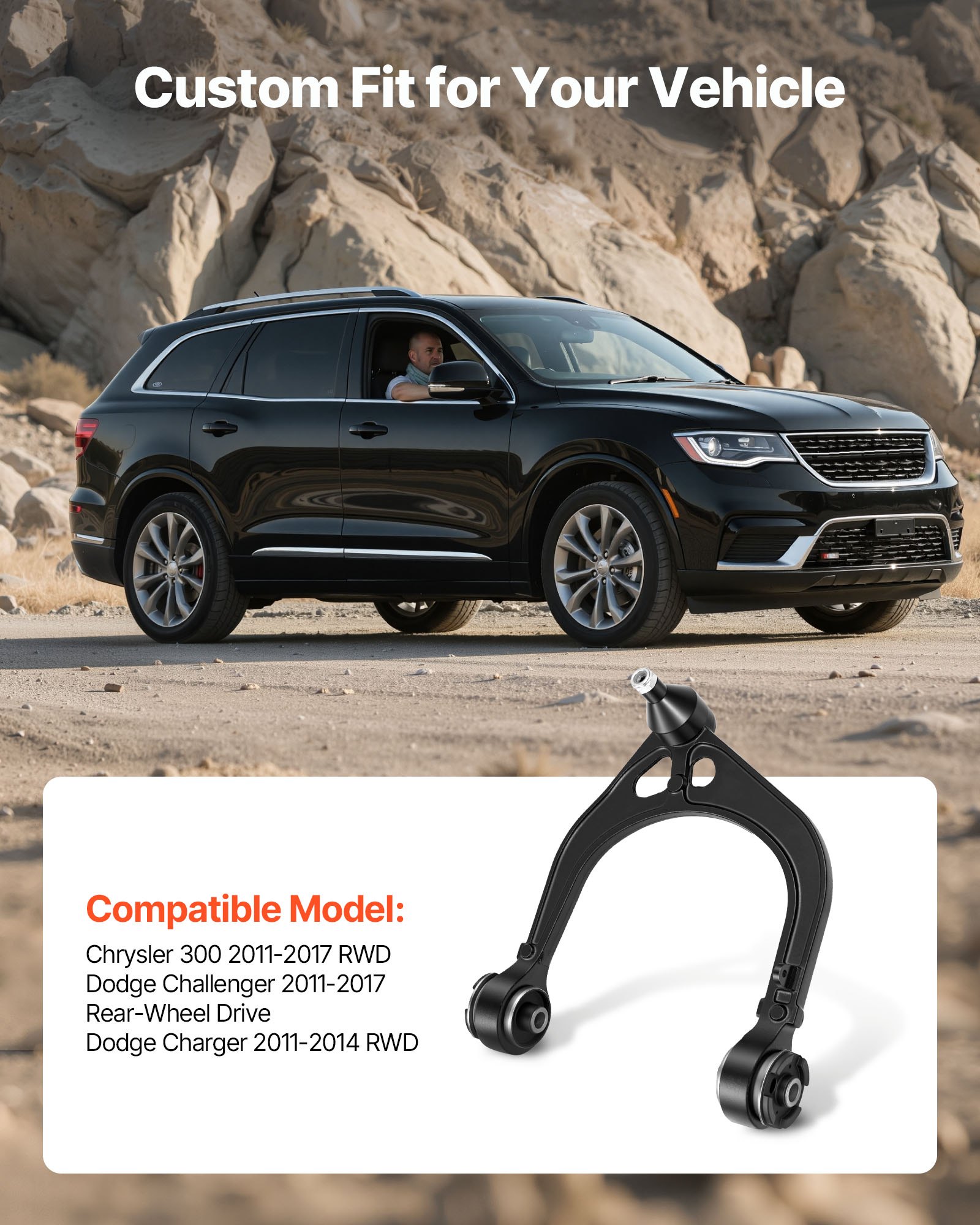 VEVOR Left Right Front Upper & Lower Control Arms Kit, OEM Suspension Kit Compatible with 2011-2017 Chrysler 300 RWD, 2011-2017 Dodge Challenger RWD, 2011-2014 Dodge Charger RWD (14PCS)