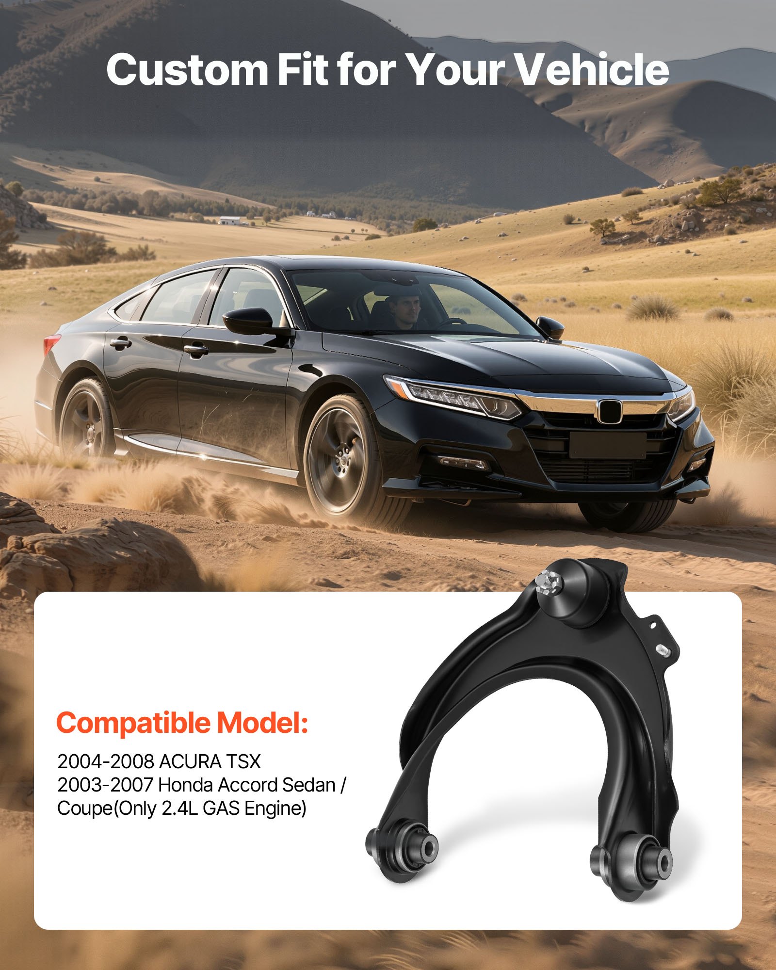 VEVOR Front Upper Lower Control Arms, OEM Suspension Kit Compatible with 2004-2008 ACURA TSX, 2003-2007 Honda Accord Sedan/Coupe (2.4L Gas Engine Only) - 12PCS