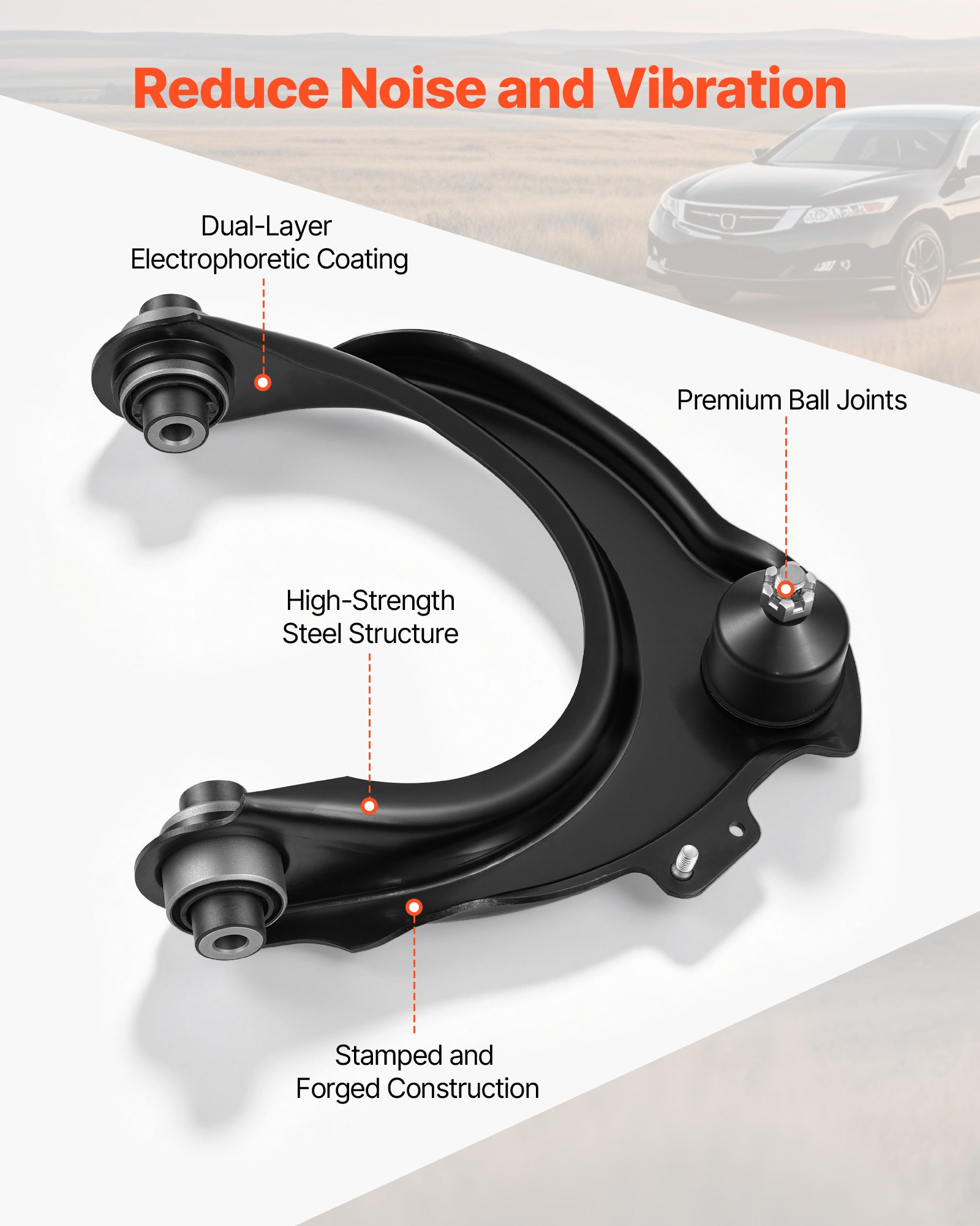 VEVOR Front Upper Lower Control Arms, OEM Suspension Kit Compatible with 2004-2008 ACURA TSX, 2003-2007 Honda Accord Sedan/Coupe (2.4L Gas Engine Only) - 12PCS
