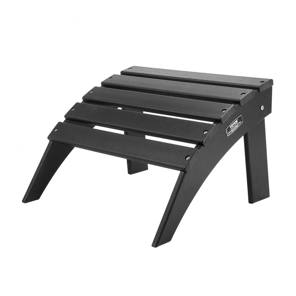 VEVOR Adirondack Ottoman, 47.5L x 50W x 33H cm HDPE Plastic Folding Adirondack Ottoman, Weather-Resistant Foot Rest for Adirondack Chair, Widely Used for Outside Porch Pool Lawn Backyard, Black