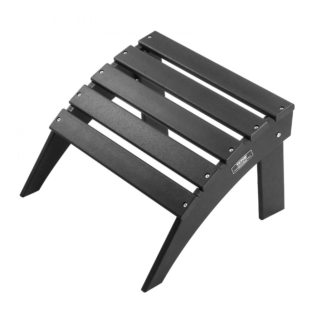 VEVOR Adirondack Ottoman, 47.5L x 50W x 33H cm HDPE Plastic Folding Adirondack Ottoman, Weather-Resistant Foot Rest for Adirondack Chair, Widely Used for Outside Porch Pool Lawn Backyard, Black