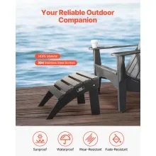 Adirondack Ottoman 18.7L x 19.7W x 13H Inch HDPE Folding Patio Footrest Black