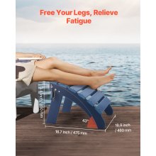 VEVOR Adirondack Ottoman 2 Set 18.7L x 18.9W x 13.8H Inch HDPE Footrest Blue