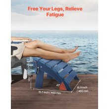 Adirondack Ottoman 15.7L x 18.9W x 13H Inch HDPE Folding Patio Footrest Blue