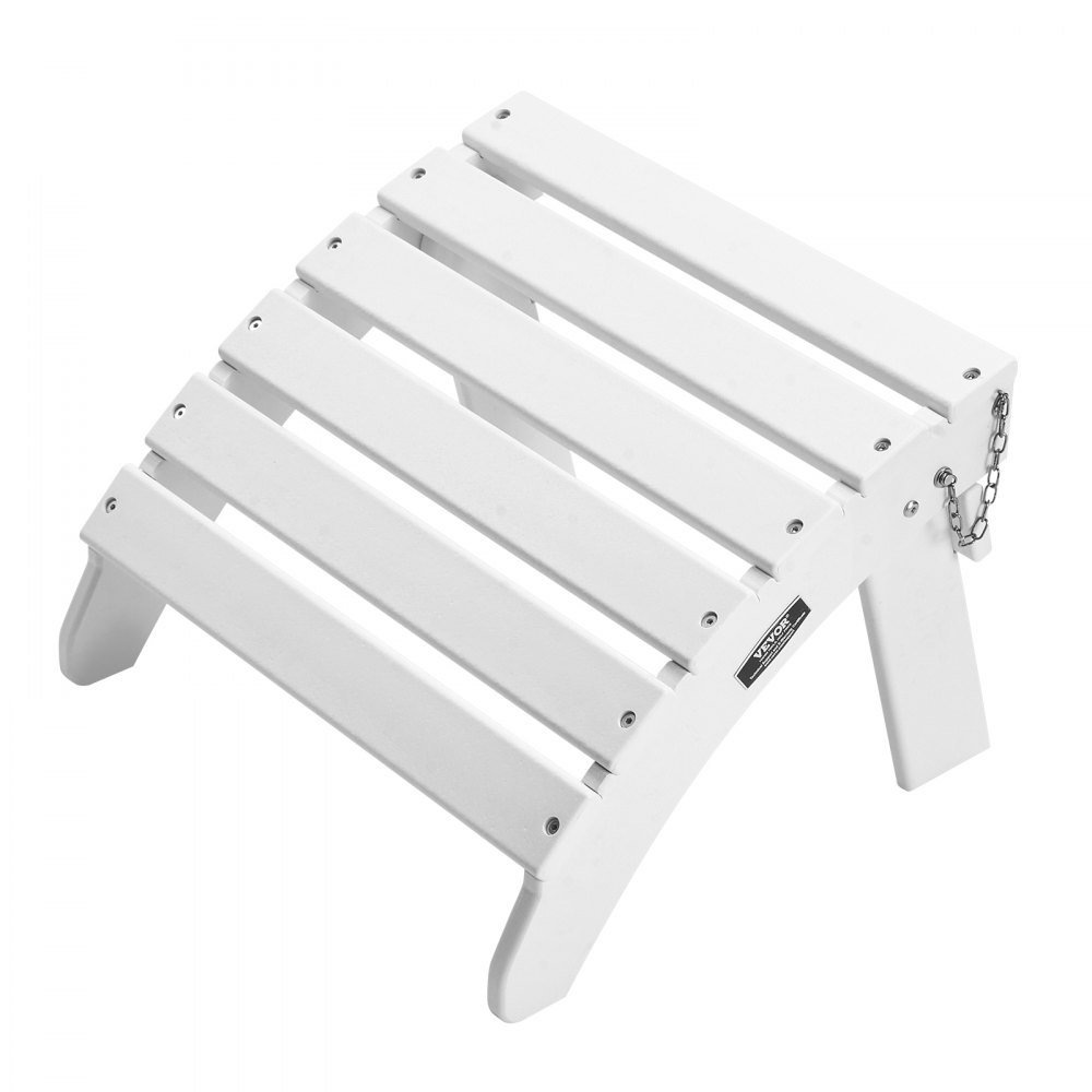 VEVOR Adirondack Ottoman, 45L x 50W x 35H cm HDPE Plastic Folding Adirondack Ottoman, Weather-Resistant Foot Rest for Adirondack Chair, Widely Used for Outside Porch Pool Lawn Backyard, White