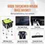 VEVOR Foldable Tennis Ball Hopper, Holds 150 Tennis Balls, Lightweight Aluminum Alloy Tennis Ball Basket Cart with Wheels, Removable Bag, Carry Bag, Portable Sports Teaching Cart for Tennis Player