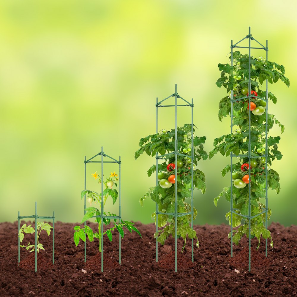 VEVOR 4 Packs Tomato Cages for Garden, 63 inch Tomato Trellis Plant Stakes Support, Stackable Tall Plant Support Cage, for Raised Garden Bed, Vegetables Flowers and Climbing Plants