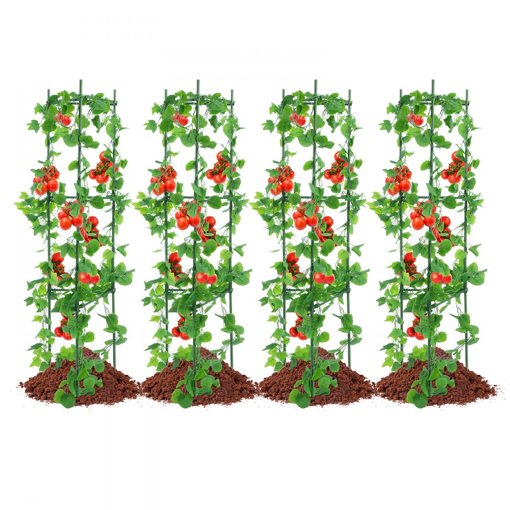 VEVOR 4 Packs Tomato Cages for Garden, 63 inch Tomato Trellis Plant Stakes Support, Stackable Tall Plant Support Cage, for Raised Garden Bed, Vegetables Flowers and Climbing Plants