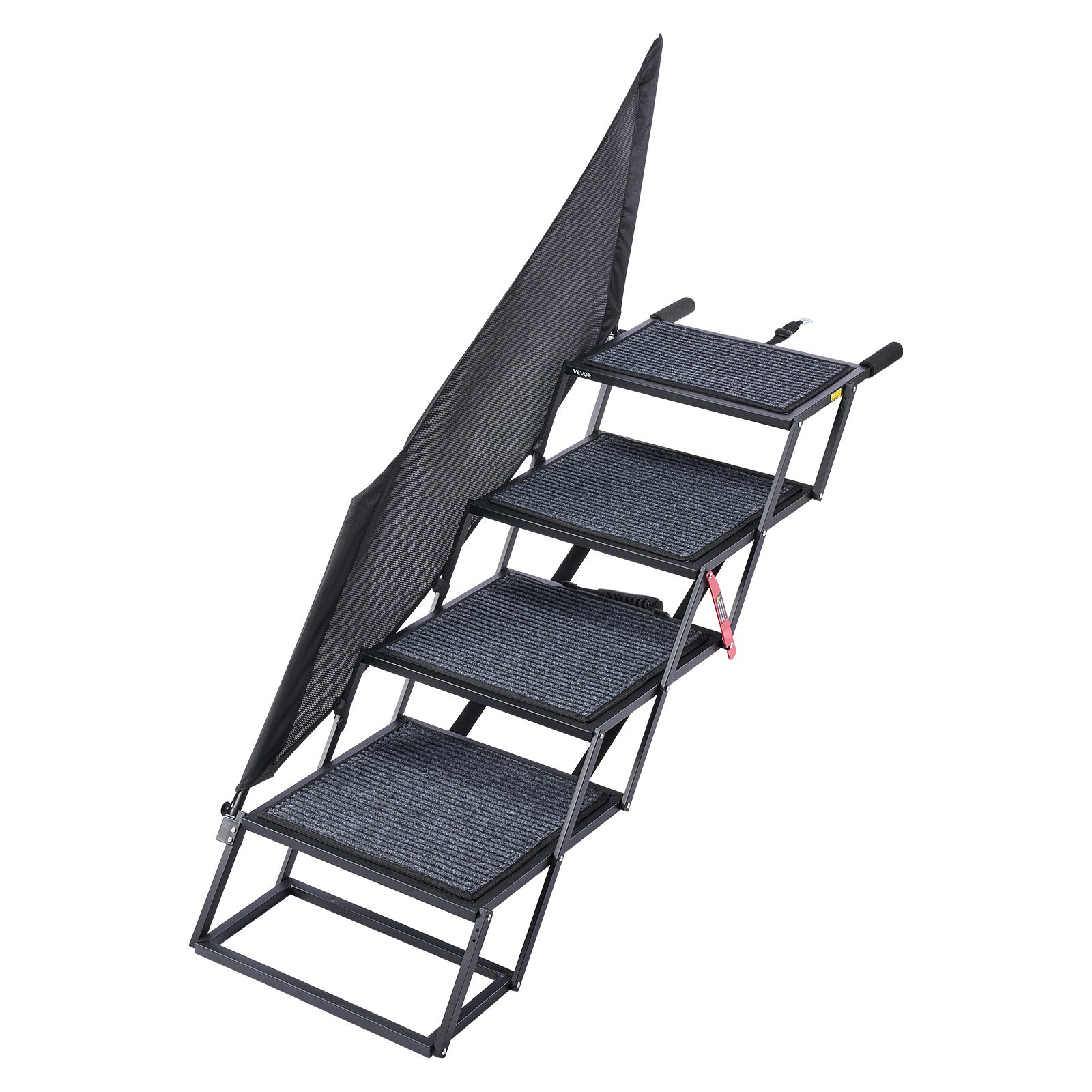 VEVOR Dog Stairs for Car, 4 Steps Extra Wide Foldable Dog Ramp for Large Dogs with Non-Slip Rug Surface, Portable Lightweight Pet Ladder for Car, SUV, Truck, High Beds, Sofas, Support up to 181 kg