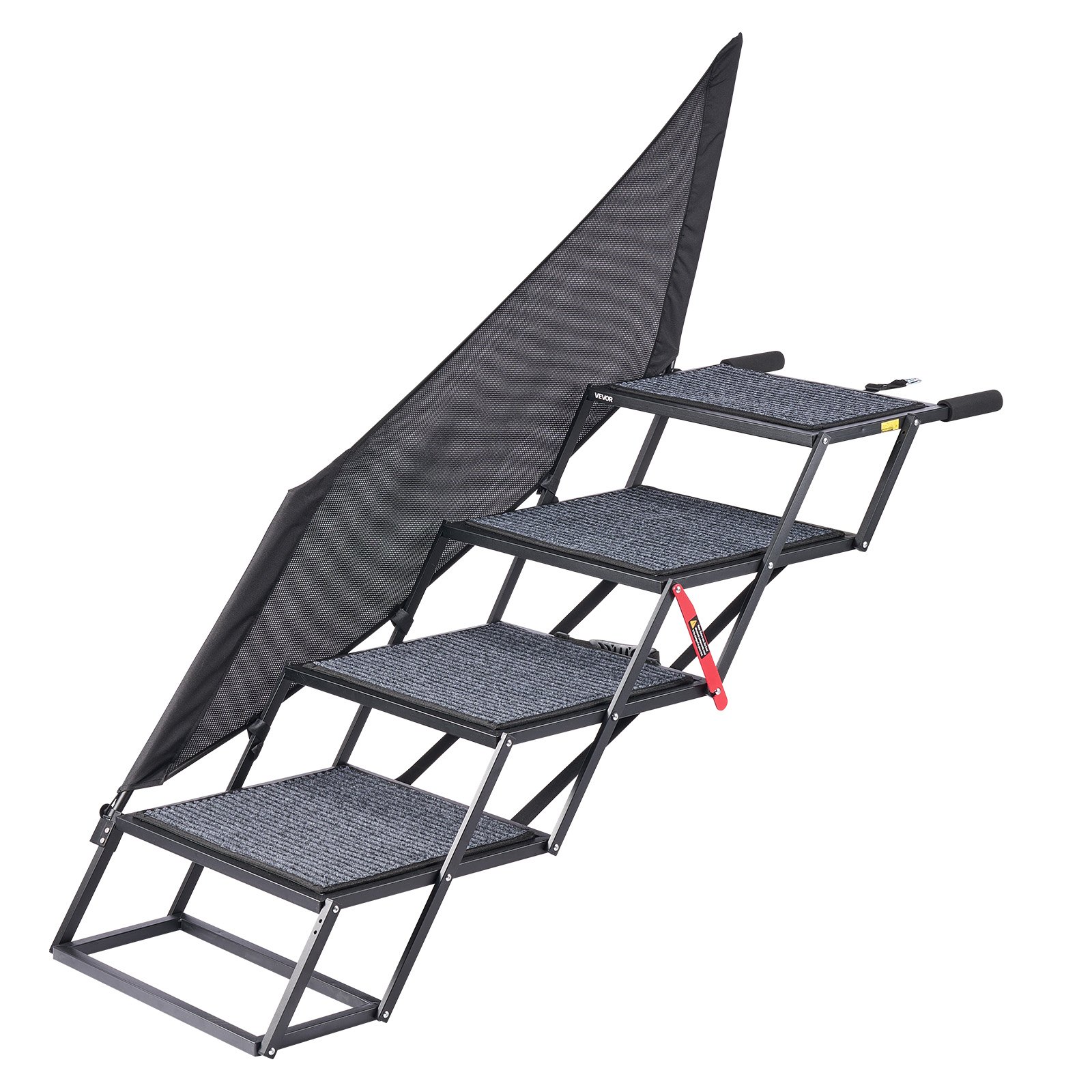VEVOR Dog Stairs for Car, 4 Steps Extra Wide Foldable Dog Ramp for Large Dogs with Non-Slip Rug Surface, Portable Lightweight Pet Ladder for Car, SUV, Truck, High Beds, Sofas, Support up to 181 kg