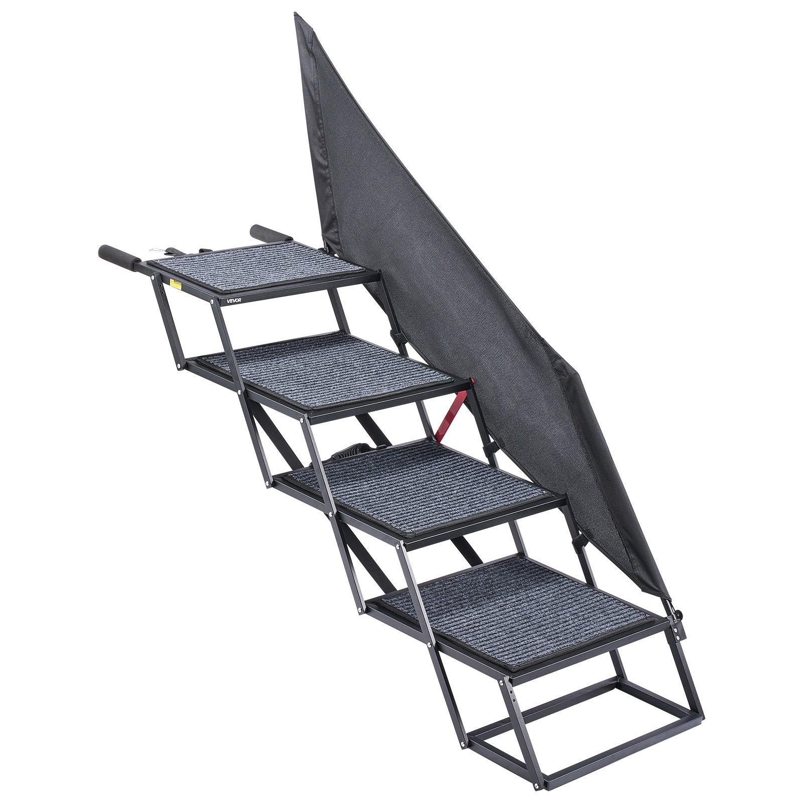 VEVOR Dog Stairs for Car, 4 Steps Extra Wide Foldable Dog Ramp for Large Dogs with Non-Slip Rug Surface, Portable Lightweight Pet Ladder for Car, SUV, Truck, High Beds, Sofas, Support up to 181 kg