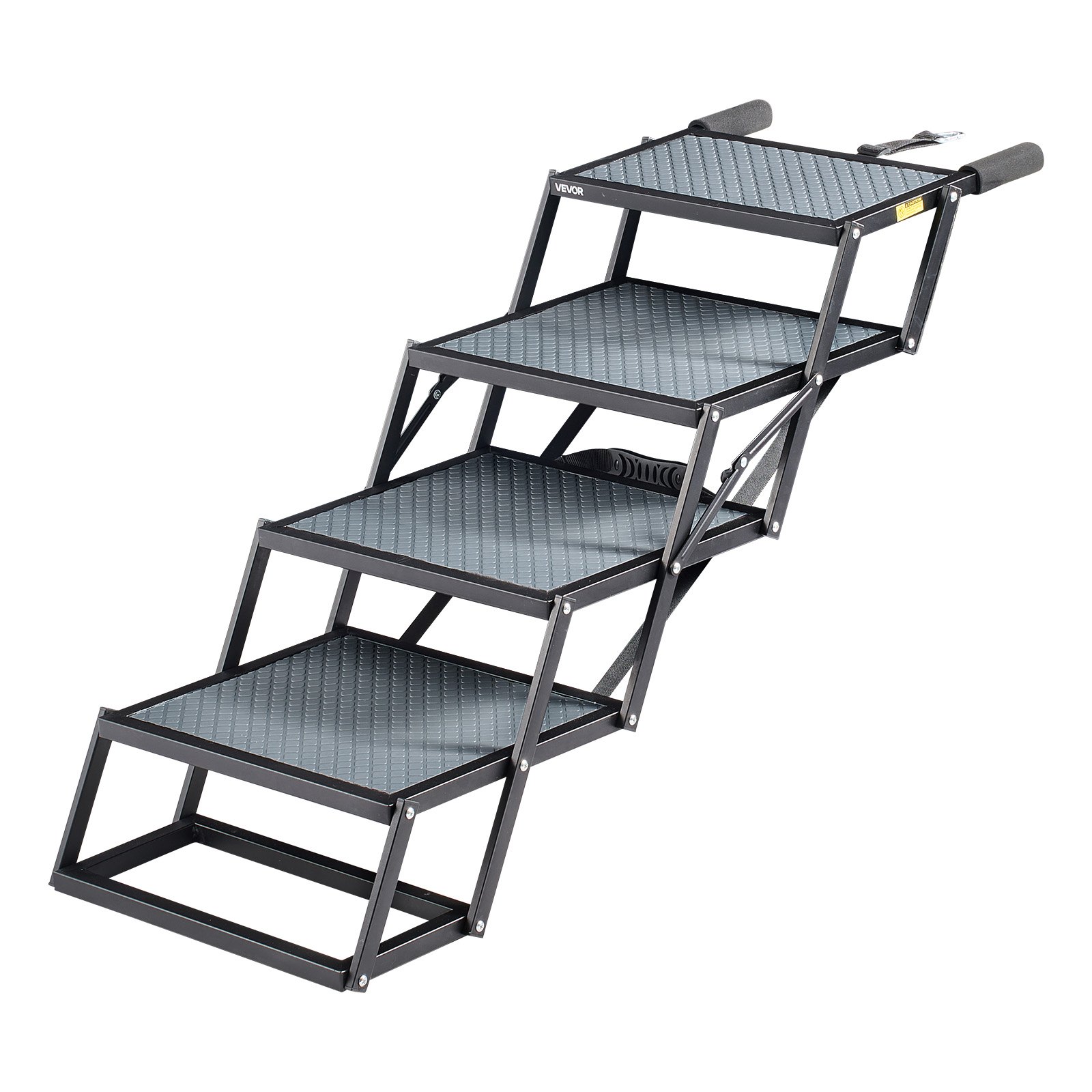 VEVOR Dog Stairs for Car, 4 Steps Extra Wide Foldable Dog Ramp for Large Dogs with Non-Slip Surface, Portable Lightweight Pet Stairs Ladder for Car, SUV, Truck, High Bed, Sofa, Support up to 400 lbs