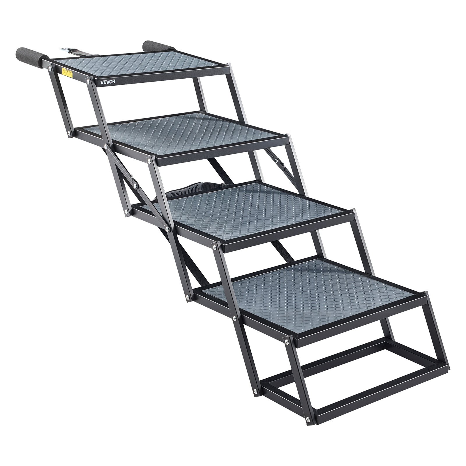 VEVOR Dog Stairs for Car, 4 Steps Extra Wide Foldable Dog Ramp for Large Dogs with Non-Slip Surface, Portable Lightweight Pet Stairs Ladder for Car, SUV, Truck, High Bed, Sofa, Support up to 400 lbs