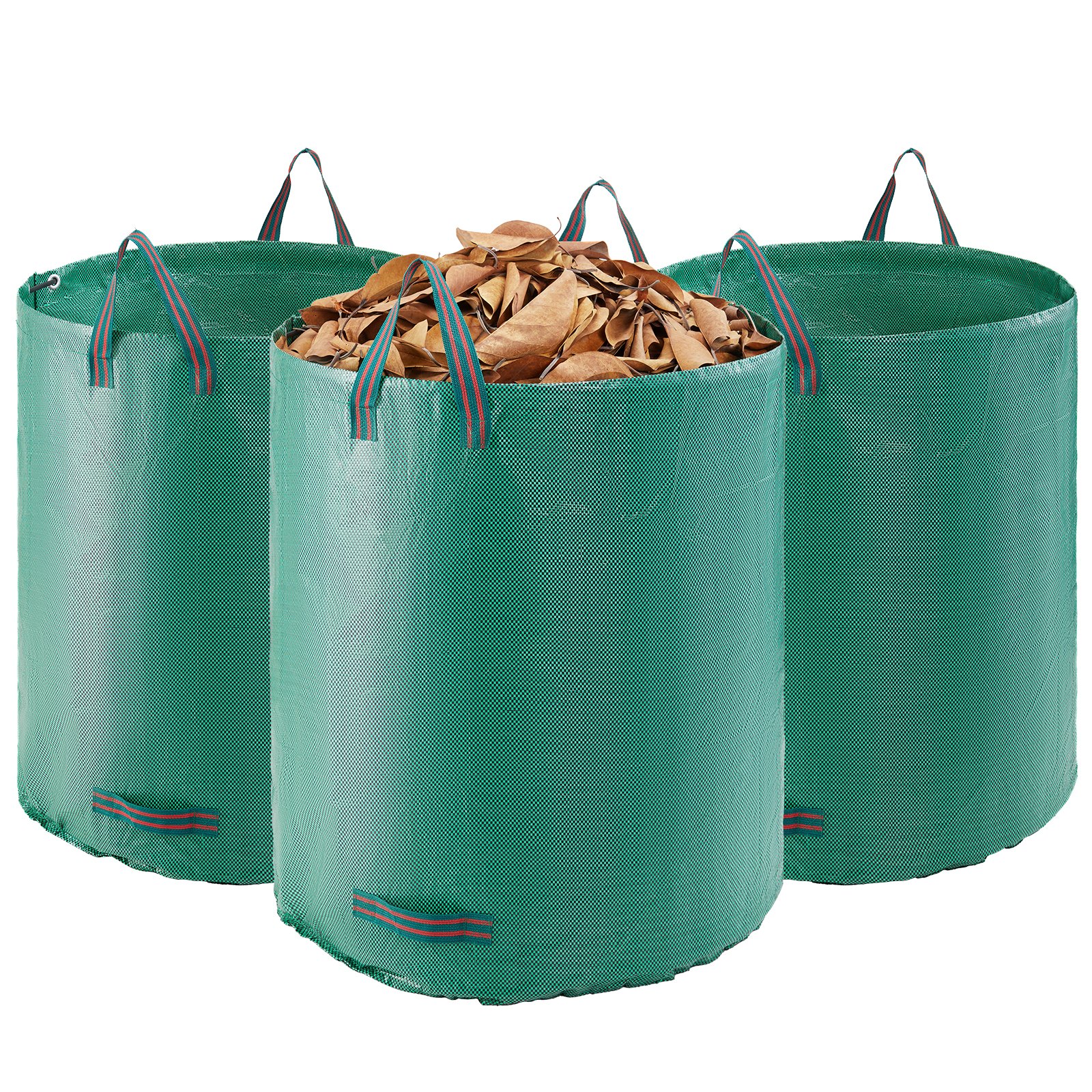 VEVOR 3-Pack 72 Gallon Reusable Yard Waste Bag, Large Lawn Garden Bags, Heavy Duty Collapsible Garden Leaf Trash Container, Stand-Up Grass Clipping Bin, with Reinforcement Ring and Handles, 26.4x30 in