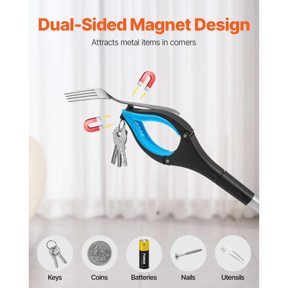 VEVOR Grabber Reacher Tool, 2-Pack 34" Foldable Reacher Grabber Pickup Tool with 360° Rotating Wide Jaw and Dual-Sided Magnet, Lightweight Grabber Reacher Tool for Seniors, Trash Picker Upper Grabber