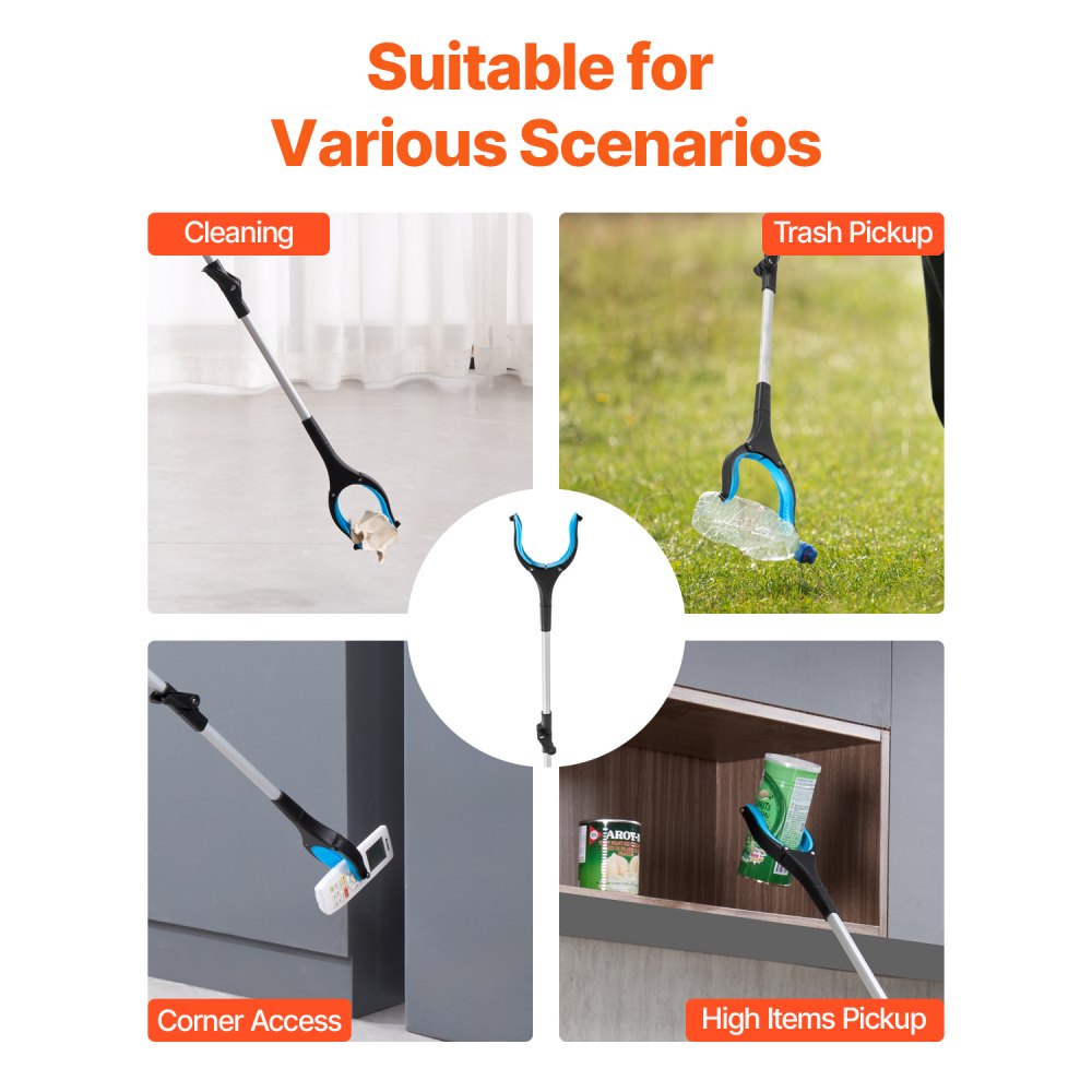 VEVOR Grabber Reacher Tool, 2-Pack 34" Foldable Reacher Grabber Pickup Tool with 360° Rotating Wide Jaw and Dual-Sided Magnet, Lightweight Grabber Reacher Tool for Seniors, Trash Picker Upper Grabber