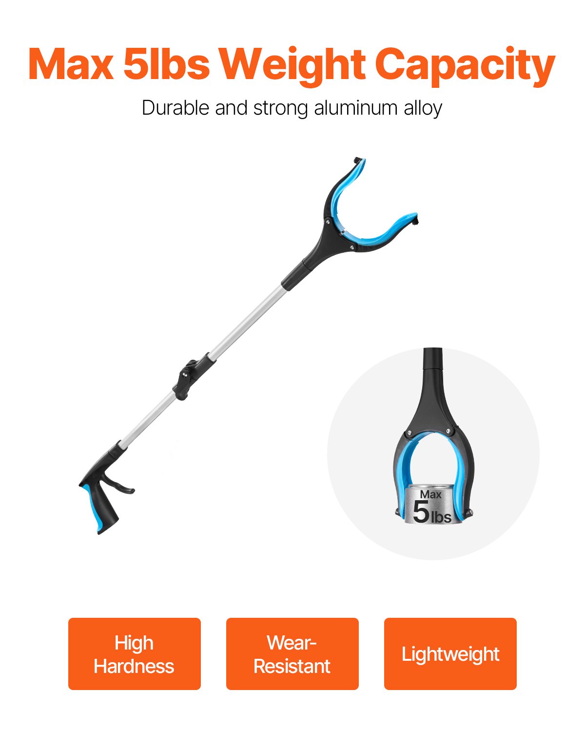 VEVOR Grabber Reacher Tool, 2-Pack 34" Foldable Reacher Grabber Pickup Tool with 360° Rotating Wide Jaw and Dual-Sided Magnet, Lightweight Grabber Reacher Tool for Seniors, Trash Picker Upper Grabber