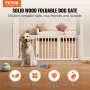 VEVOR Free Standing Dog Gate, 24" H x 60" W Freestanding Pet Gate, 3 Panels Foldable Dog Gate for Wide and Narrow Passageways, Expandable Dog Barrier with Silent Foot Support for Indoor, White