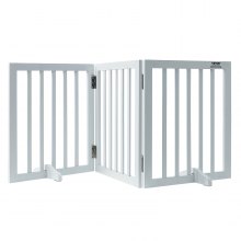 VEVOR Free Standing Dog Gate, 24" H x 60" W Freestanding Pet Gate, 3 Panels Foldable Dog Gate for Wide and Narrow Passageways, Expandable Dog Barrier with Silent Foot Support for Indoor, White