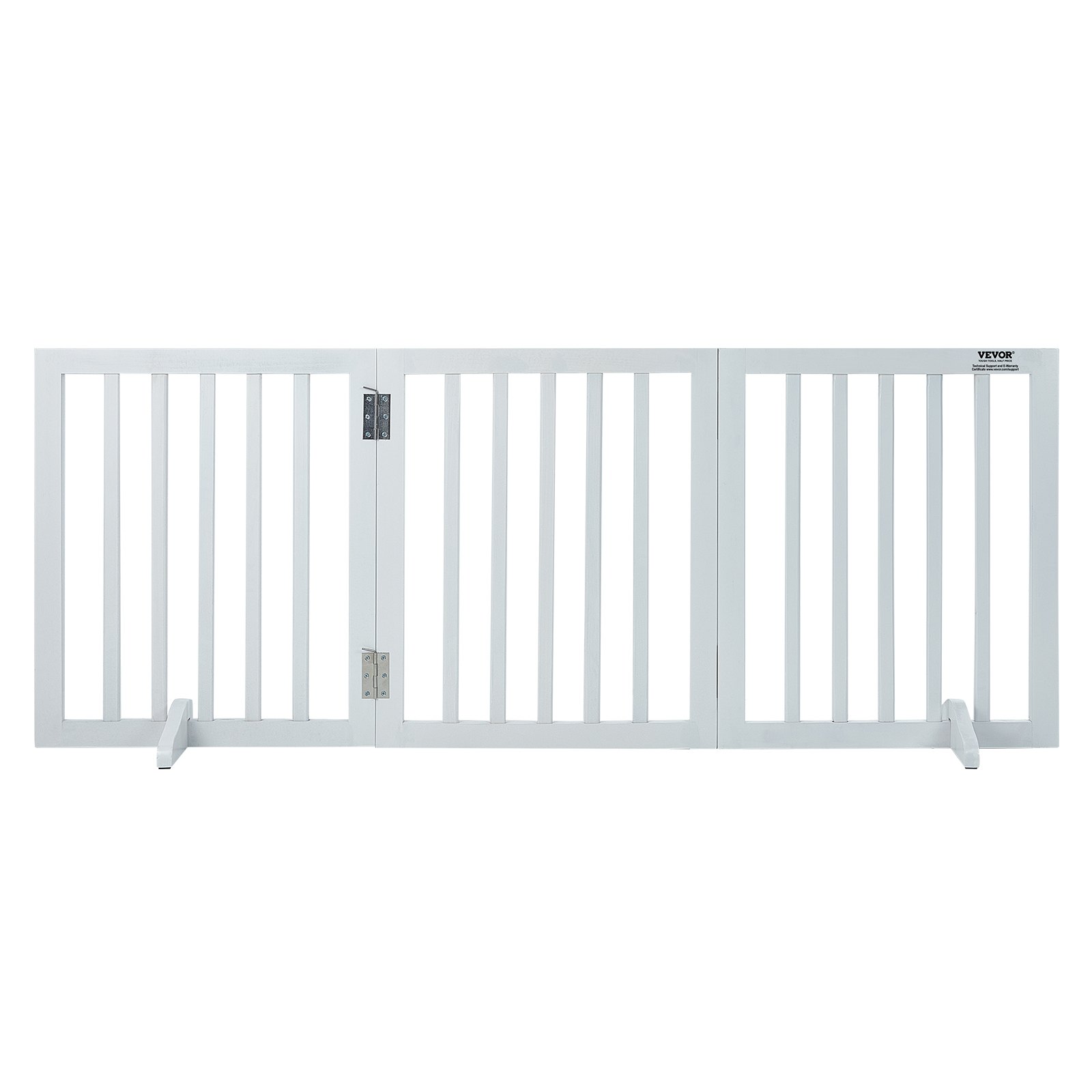 VEVOR Free Standing Dog Gate, 24" H x 60" W Freestanding Pet Gate, 3 Panels Foldable Dog Gate for Wide and Narrow Passageways, Expandable Dog Barrier with Silent Foot Support for Indoor, White