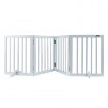 VEVOR Free Standing Dog Gate, 24" H x 80.3" W Freestanding Pet Gate, 4 Panels Foldable Dog Gate for Wide and Narrow Passageways, Expandable Dog Barrier with Silent Foot Support for Indoor, White