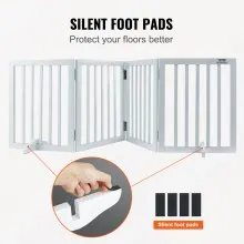 VEVOR Free Standing Dog Gate, 24" H x 80.3" W Freestanding Pet Gate, 4 Panels Foldable Dog Gate for Wide and Narrow Passageways, Expandable Dog Barrier with Silent Foot Support for Indoor, White
