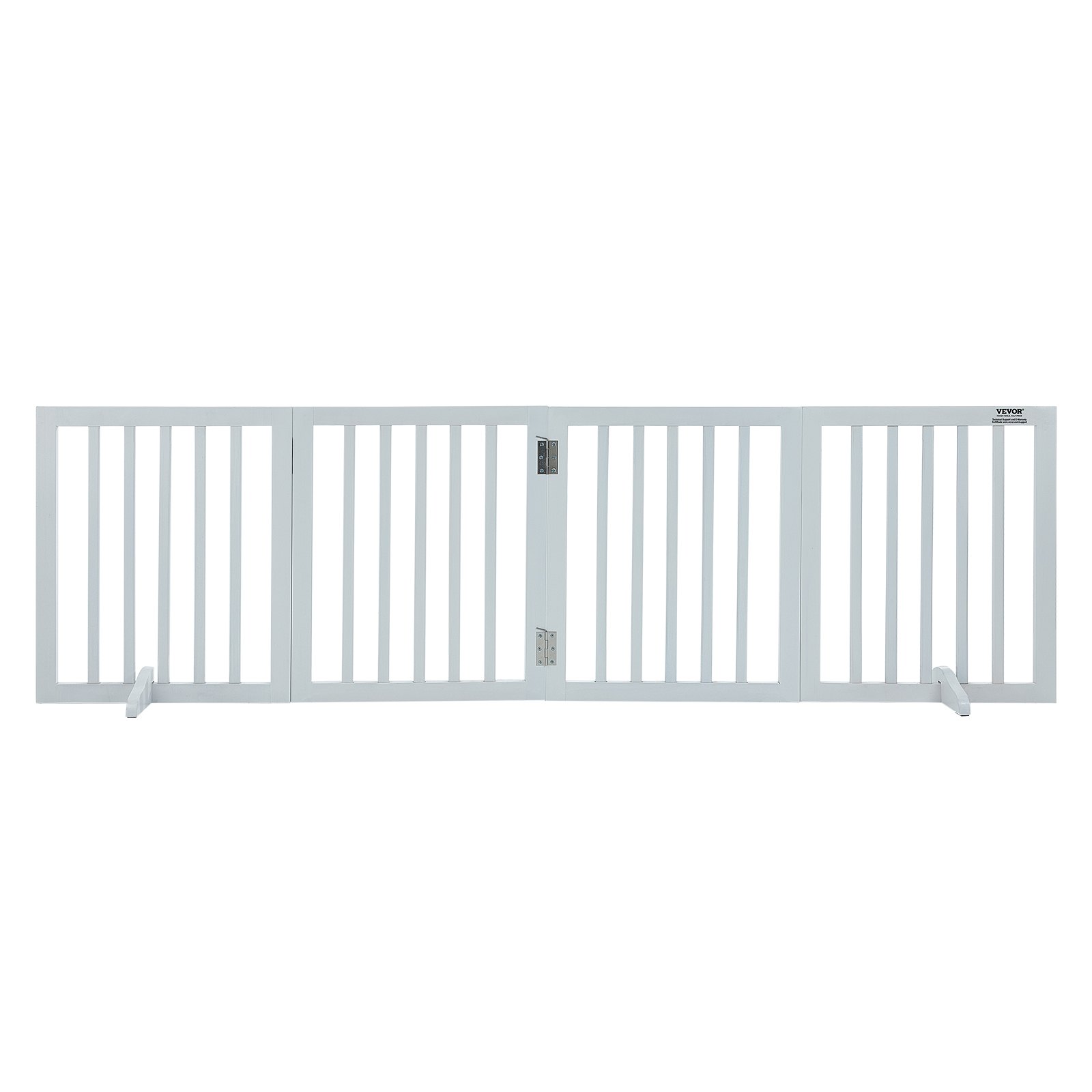 VEVOR Freestanding Pet Barrier, 24" Height x 80.3" Width, 4-Panel Folding Dog Gate for Various Openings, Expandable and Quiet Foot-Supported Indoor Dog Fence, White