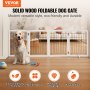 VEVOR Free Standing Dog Gate, 32" H x 96.5" W Freestanding Pet Gate, 4 Panels Foldable Dog Gate for Wide and Narrow Passageways, Expandable Dog Barrier with Silent Foot Support for Indoor, White