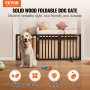 VEVOR Free Standing Dog Gate, 24" H x 60" W Freestanding Pet Gate, 3 Panels Foldable Dog Gate for Wide and Narrow Passageways, Expandable Dog Barrier with Silent Foot Support for Indoor, Brown