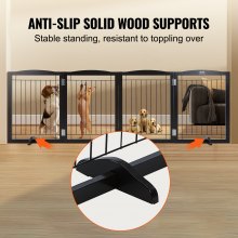 VEVOR Free Standing Dog Gate, 32" H x 96.5" W Freestanding Pet Gate, 4 Panels Foldable Dog Gate for Wide and Narrow Passageways, Expandable Dog Barrier with Silent Foot Support for Indoor, Brown