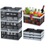 VEVOR Collapsible Shopping Basket, 3 Pack, 16L Plastic Foldable Storage Crate with Handle, Grocery Fruit Vegetable Shopping Basket Folding Storage Container for Supermarket Retail Shopping, Black