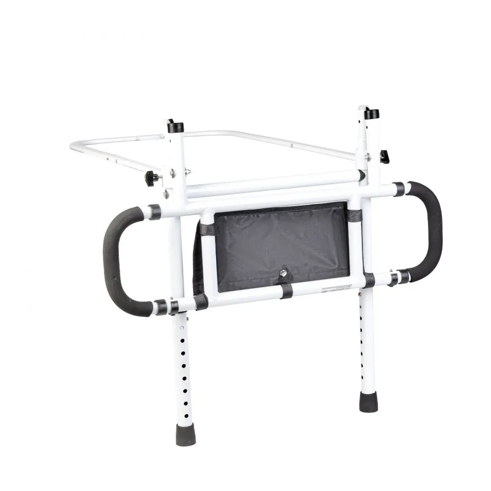 VEVOR Bed Rails for Elderly Adults, 180° Foldable Bed Assist Rails for Seniors, 204.12 kg Loading Bed Side Rails Bed Cane with 4-Level Adjustable Handle, Storage Pocket Fits King Queen Full Twin Bed