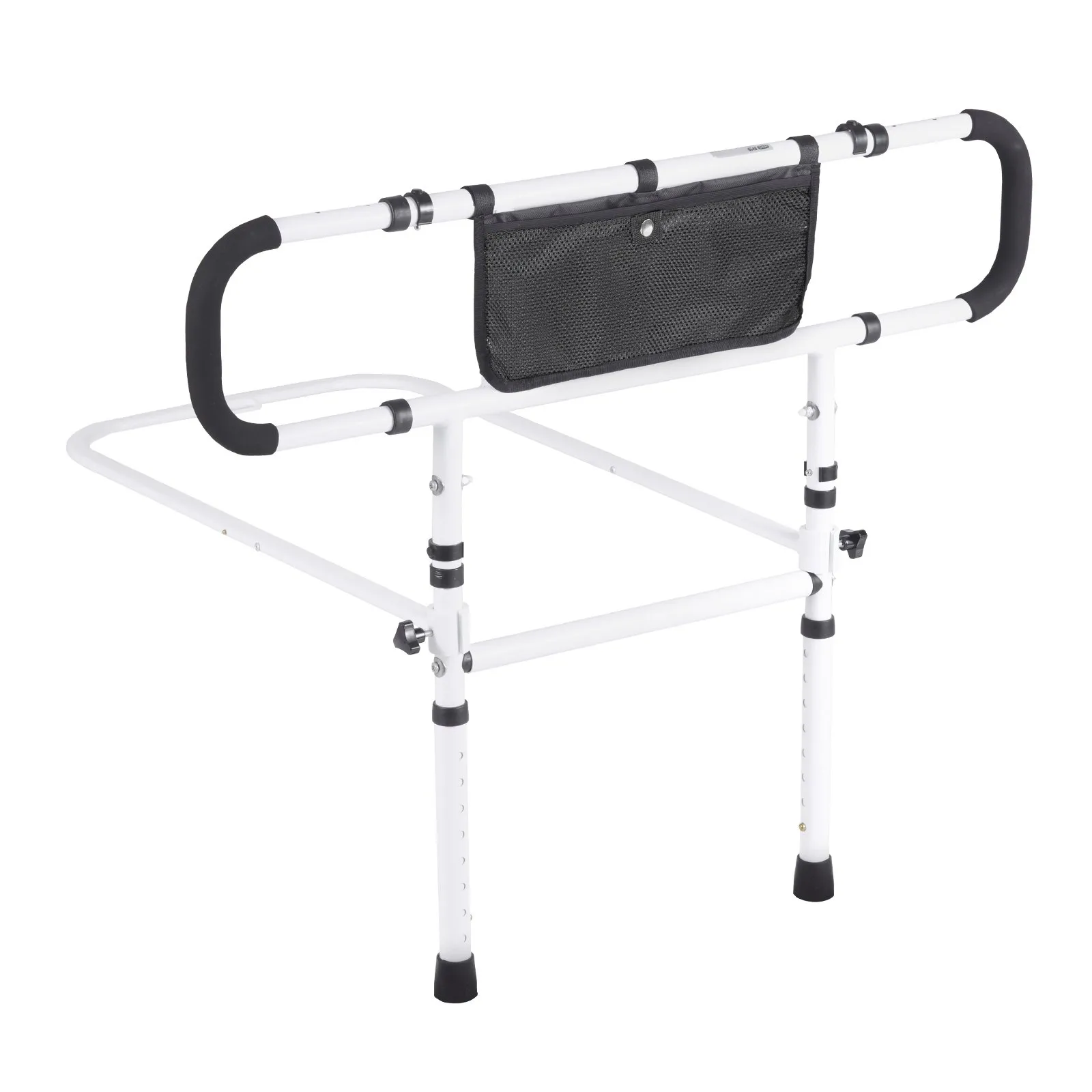 VEVOR Bed Rails for Elderly Adults, 180° Foldable Bed Assist Rails for Seniors, 204.12 kg Loading Bed Side Rails Bed Cane with 4-Level Adjustable Handle, Storage Pocket Fits King Queen Full Twin Bed
