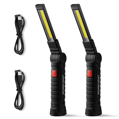 automotive mechanics rechargeable led flashlight LHOTSE Tool Gifts for Men Dad Him, Work Lights, Work Light with Magnetic Base & Hanging Hook, 360Rotate Rechargeable Flashlights for Car Repair Home, Camping (2 Pack) The work light comes with a strong magnetic base 180 Rotating Head LED Work