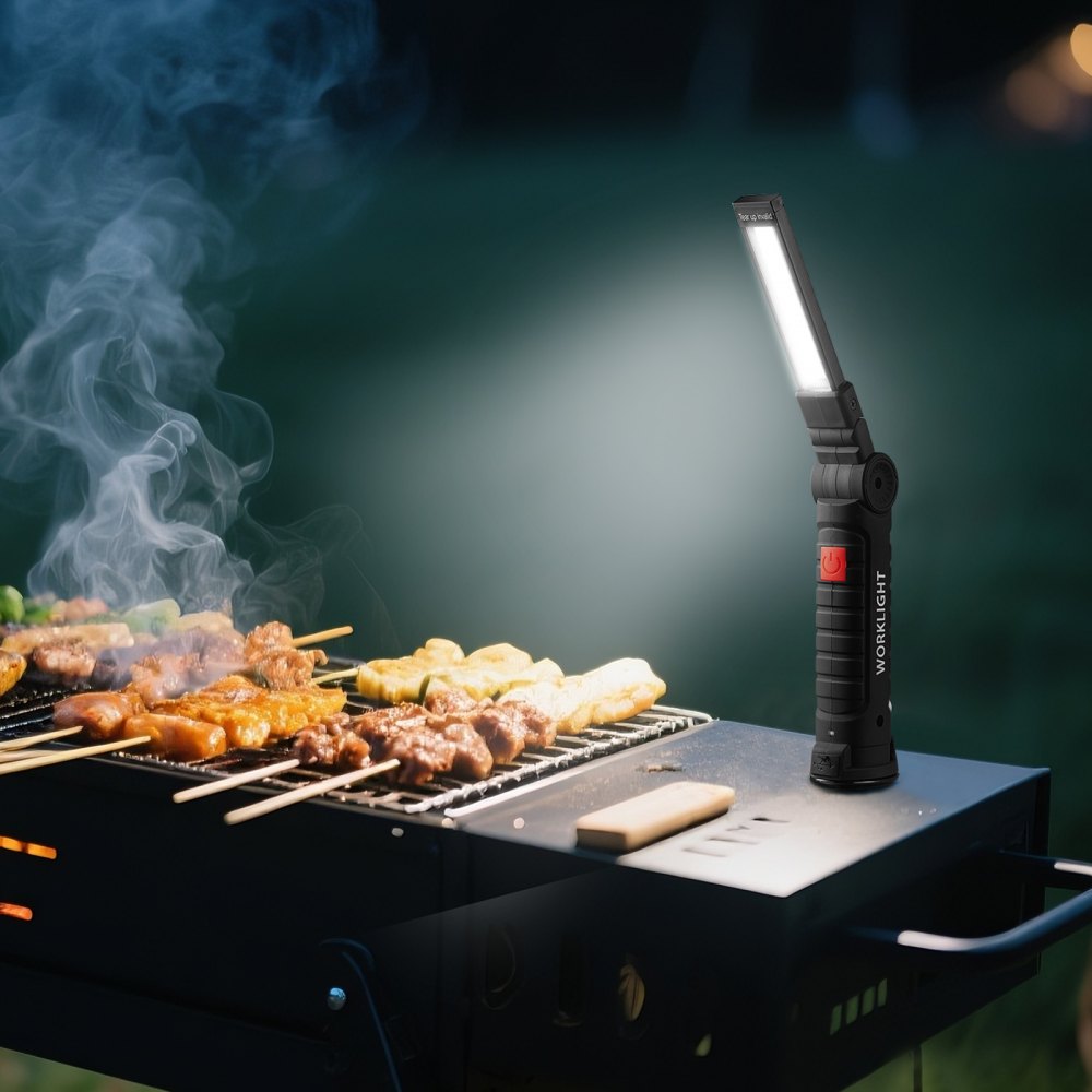 VEVOR Rechargeable LED Work Light, 1200 mAh, Magnetic Mechanic Flashlight with Magnetic Base, 360° Rotation, 5 Lighting Modes, Foldable Grill Lamp for Mechanics, Car Repairs, Home, Emergency (2 Pack)