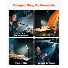 VEVOR Rechargeable LED Work Light, 1200 mAh, Magnetic Mechanic Flashlight with Magnetic Base, 360° Rotation, 5 Lighting Modes, Foldable Grill Lamp for Mechanics, Car Repairs, Home, Emergency (2 Pack)