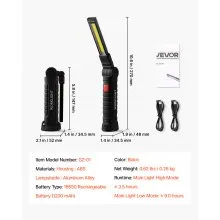 VEVOR Rechargeable LED Work Light, 1200 mAh, Magnetic Mechanic Flashlight with Magnetic Base, 360° Rotation, 5 Lighting Modes, Foldable Grill Lamp for Mechanics, Car Repairs, Home, Emergency (2 Pack)