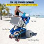 VEVOR Beach Wonder Wheeler, roues de ballon tout-terrain de 12 pouces, chariot de plage de 350 lb pour le sable, buggy de plage avec support de tongs, sac de rangement, 2 supports de chaise de plage, bleu
