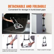 VEVOR Folding Hand Truck, 176 lbs Load Capacity, Aluminum Portable Cart, Convertible Hand Truck and Dolly with Telescoping Handle and Rubber Wheels, Ultra Lightweight Super Strong for Moving Warehouse