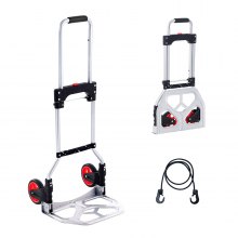 VEVOR Folding Hand Truck, 80 kg Load Capacity, Aluminum Portable Cart, Convertible Hand Truck and Dolly with Telescoping Handle and Rubber Wheels, Ultra Lightweight Super Strong for Moving Warehouse