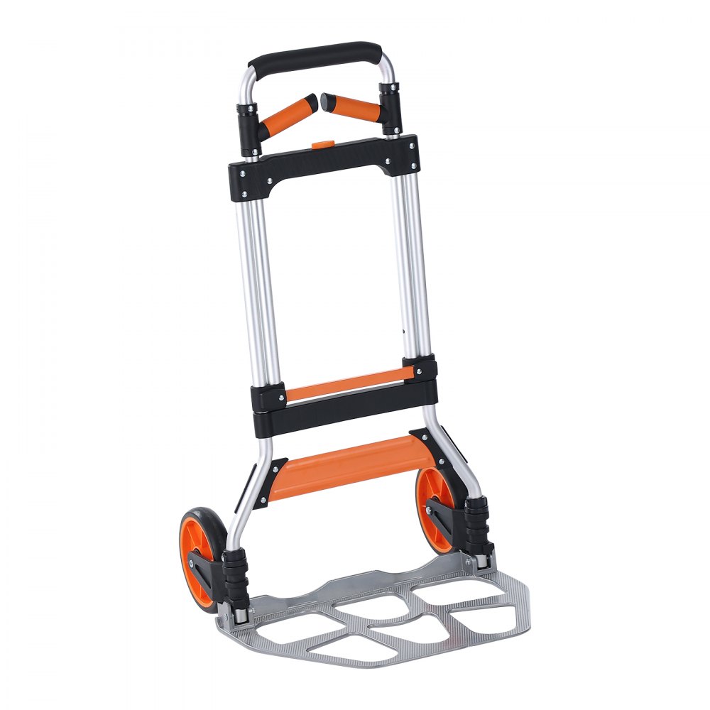 VEVOR Folding Hand Truck, 140 kg Load Capacity, Aluminum Portable Cart, Convertible Hand Truck and Dolly with Telescoping Handle and PP+TPR Wheels, Ultra Lightweight Super Strong for Moving Warehouse
