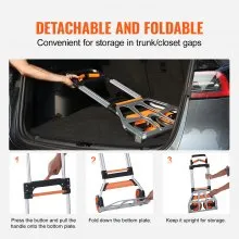 VEVOR Folding Hand Truck, 309 lbs Load Capacity, Aluminum Portable Cart, Convertible Hand Truck and Dolly with Telescoping Handle and PP+TPR Wheels, Ultra Lightweight Super Strong for Moving Warehouse