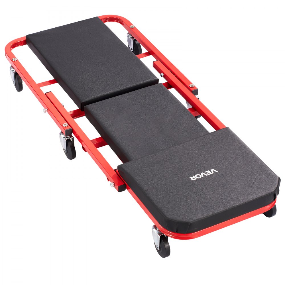 VEVOR 40 in 2-in-1 Folding Mechanic Creeper, Z Creeper Seat & Under Car Garage Roller, 450 lbs Rolling Creeper Stool with 6 Swivel Casters, Padded Headrest for Auto Repair