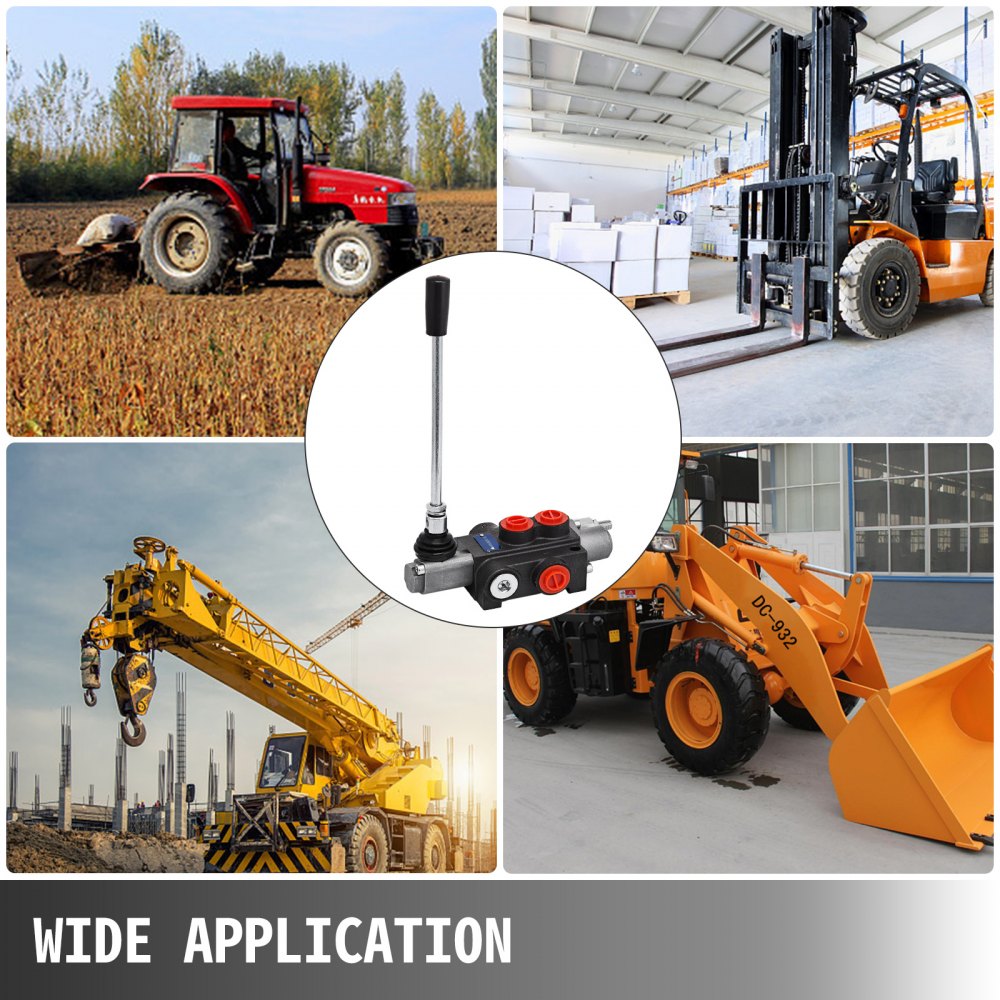 Válvula de control direccional hidráulica de 1 carrete VEVOR, válvula hidráulica de 11 Gpm, válvula de control hidráulica de doble efecto para tractores, cargadores, tanques