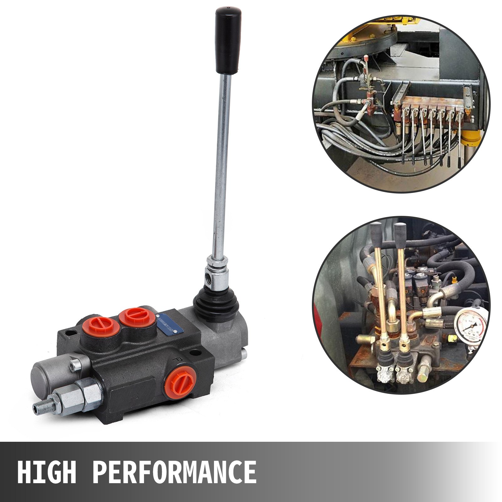 Válvula de control direccional hidráulica de 1 carrete VEVOR, válvula hidráulica de 11 Gpm, válvula de control hidráulica de doble efecto para tractores, cargadores, tanques