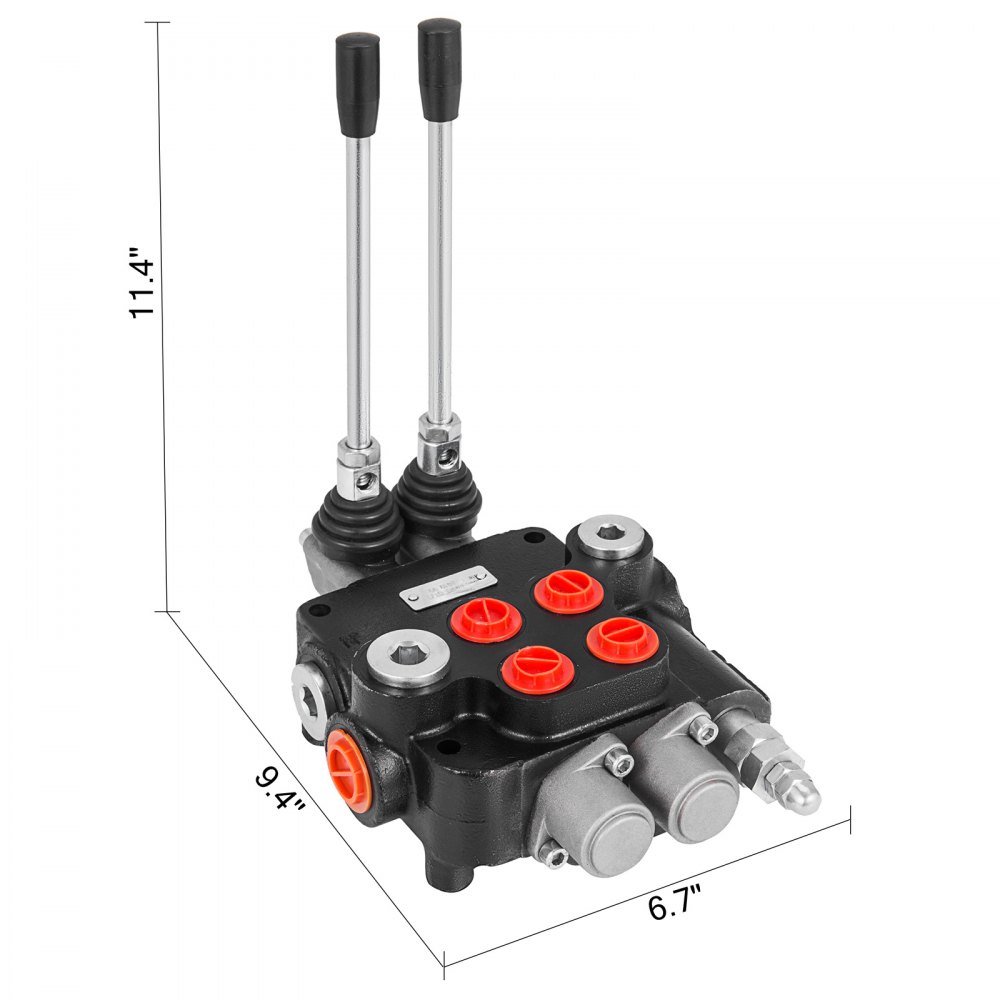 VEVOR 2 Spool Hydraulic Control Valve 21 GPM Double Acting  Motors 3600 PSI