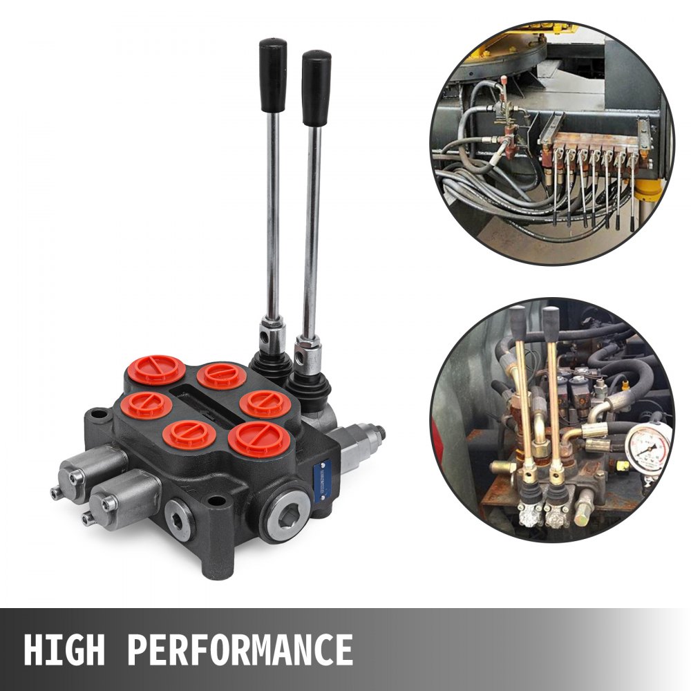 VEVOR Hydraulic Control Valve 2 Spool Hydraulic Directional Control Valve 25 GPM Hydraulic Valve Double Acting for Tractors loaders Tanks 3000PSI